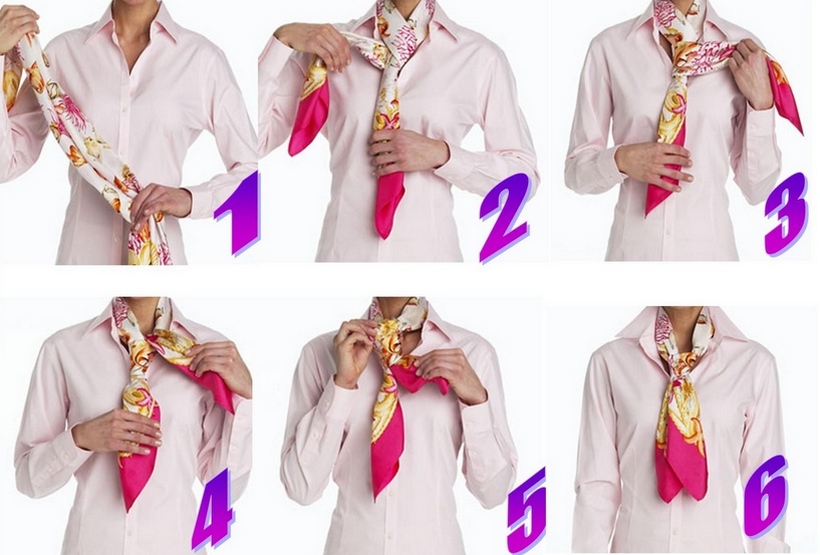 Как красиво завязать шарф или платок на шее галстук: пошаговое фото