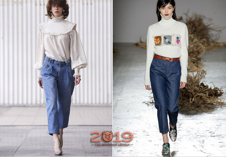 Укороченные джинсы зима 2018-2019