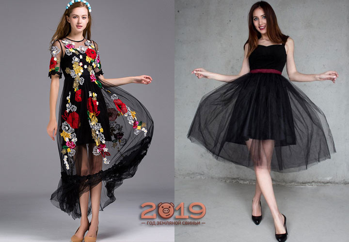 Модное черное платье зима 2018-2019