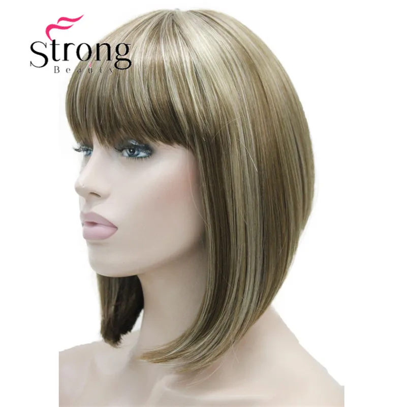 E-9606 #12TT262015 Cute BOB light brown  blonde highligt straight short synthetic women