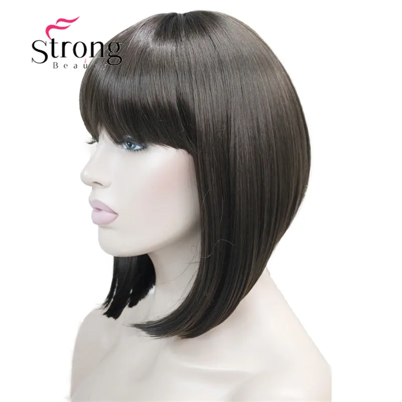 E-9606 #6 (10)New fashion cute BOB brown wig straight short synthetic full women