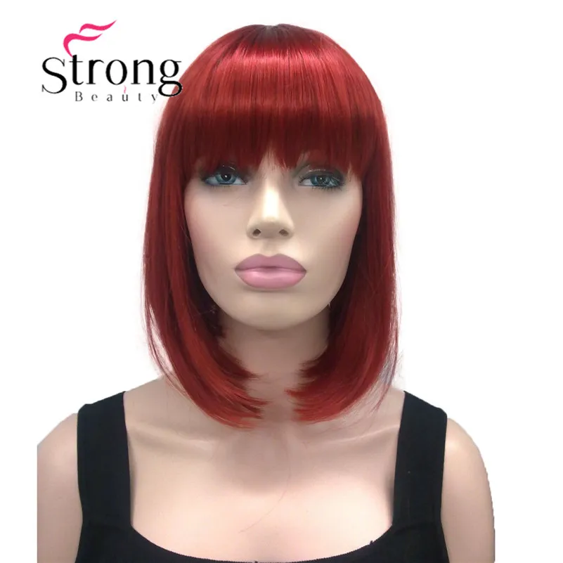 E-9606 #137 New vogue Cute BOB dark red wig straight short synthetic full women