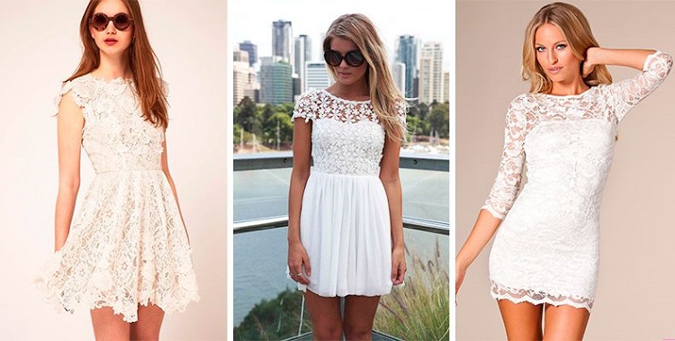Белое кружевное платье на лето