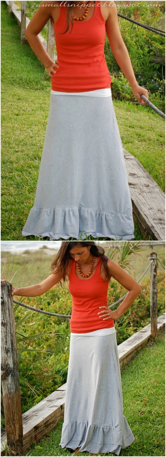 Repurposed Sheet Maxi Skirt