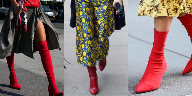 Модные вещи 2018: Высокие красные сапожки