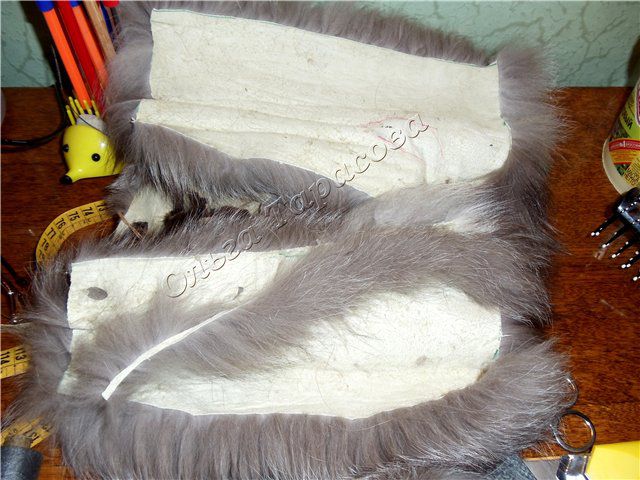 Изготовление меховой шапки в технике нашивания меховых полосочек на вязаную основу, фото № 3