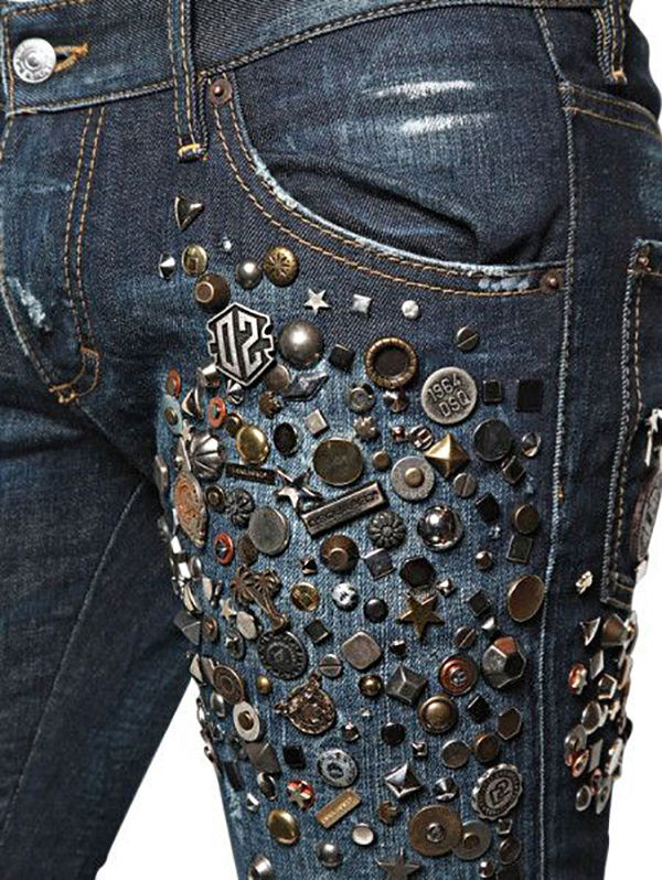 Разнообразный декор джинсов: вышивка, роспись, кружево, фото № 46