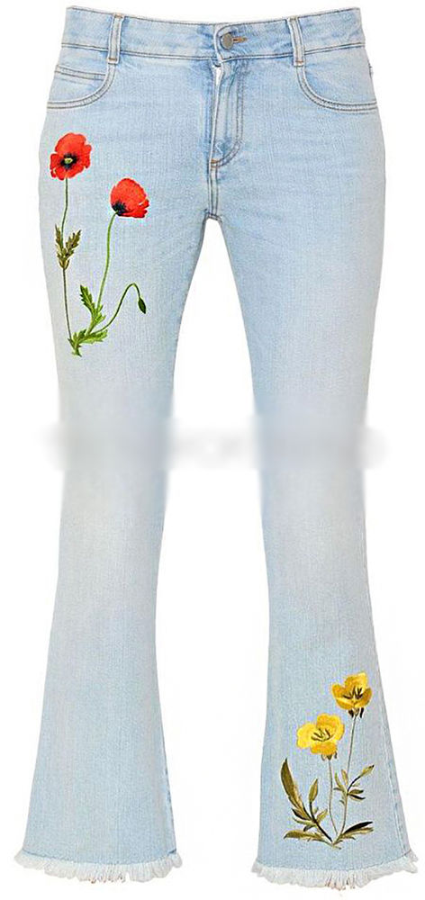 Разнообразный декор джинсов: вышивка, роспись, кружево, фото № 15