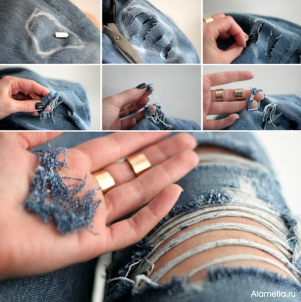 Как украсить старые джинсы своими руками - рваные джисы