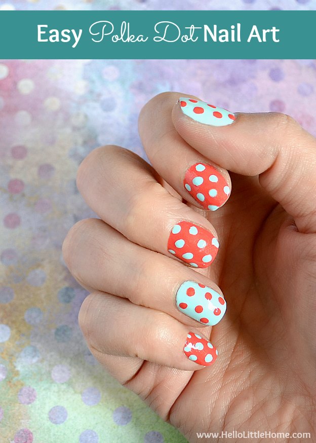 Easy Polka Dot Nail Art ... add a little fun to your manicure with this easy DIY technique! 
