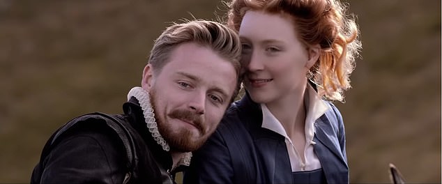 Saoirse Ronan and Jack Lowden in Mary Queen of Scots in character on set with Saoirse in the title role while he played the queen’s husband, Lord Darnley