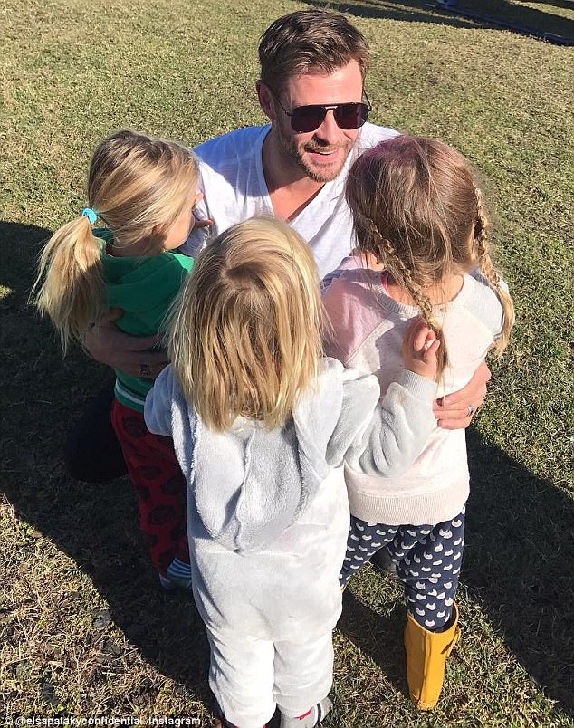 Family ties: Chris and Elsa share three children: daughter India Rose, five, and three-year-old twin boys Sasha and Tristan
