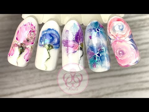 Акварель ГЕЛЬ ЛАКАМИ♥ЛЕГКИЙ дизайн ногтей  ЦВЕТЫ♥  Patrisa Nail