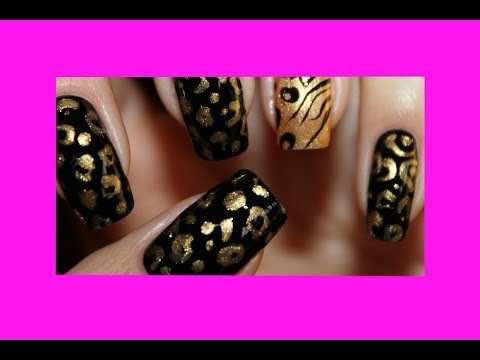 Маникюр золотой леопард \ Manicure gold leopard
