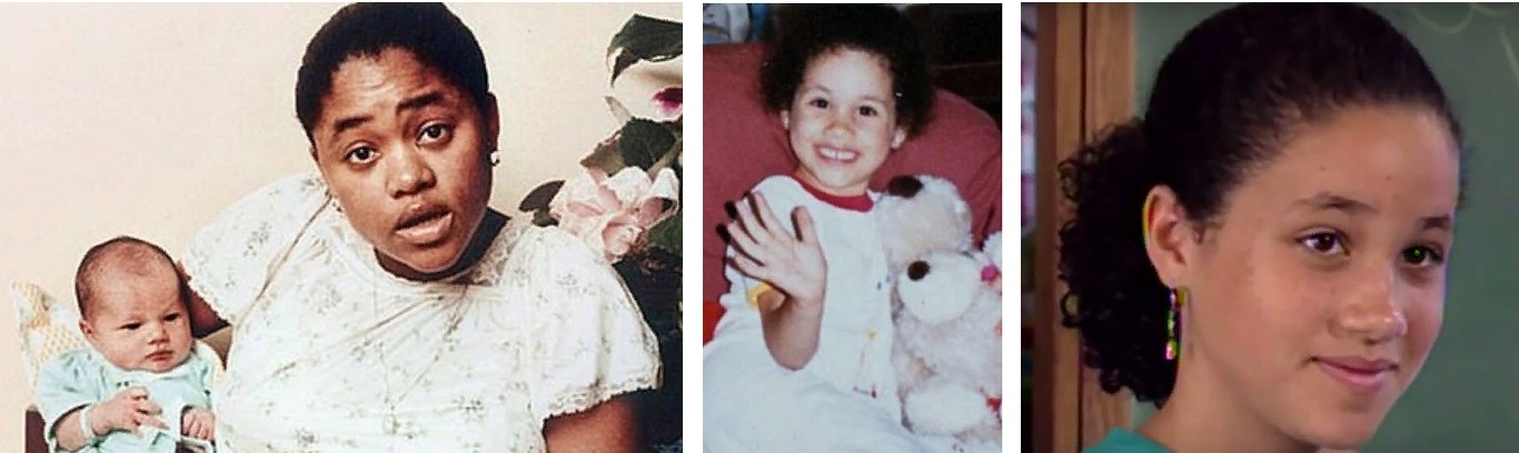Меган Маркл в детстве (на снимке слева – на руках у матери)