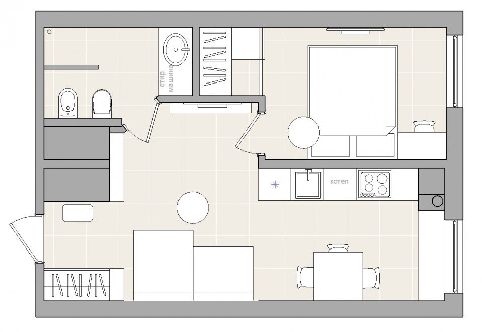 План малогабаритной 2-комнатной квартиры
