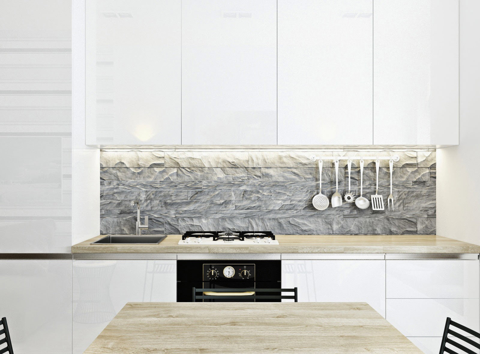 Стильная кухня в стиле белый минимализм