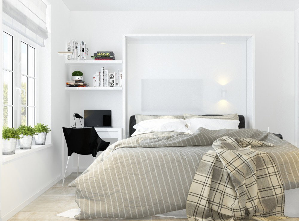 Спальня в стиле белый минимализм