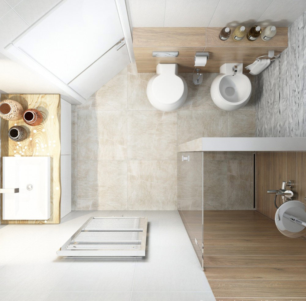 Расстановка мебели в ванной в стиле белый минимализм