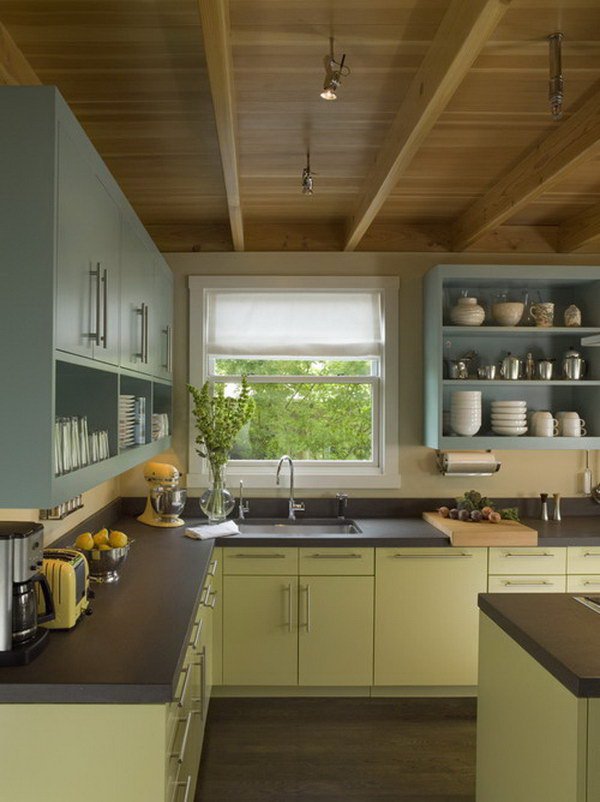 Двухцветные кухонные гарнитуры - Фото 33