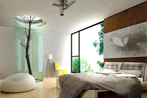 спальня в пастельных тонах в современном стиле