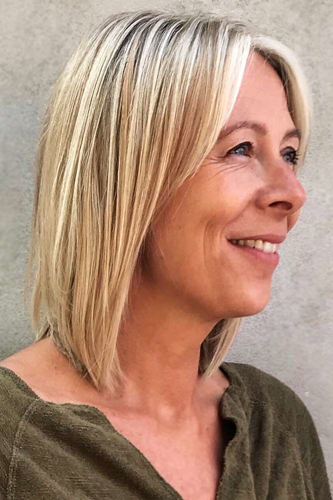 Bob With Layered Thin Bang Hairstyles For Women Over 40 #hairstylesforwomenover40 #olderwomenhairstyles