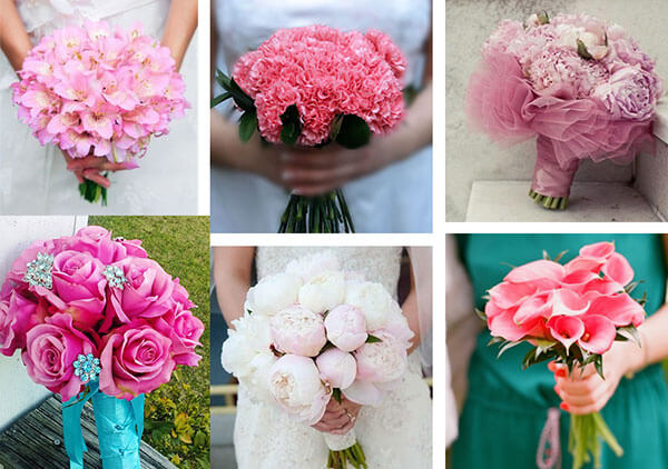 Красивые свадебные букета розового цвета