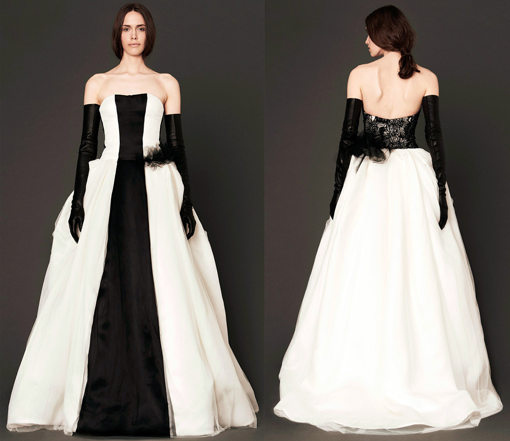 Черно-белое свадебное платье Вера Вонг