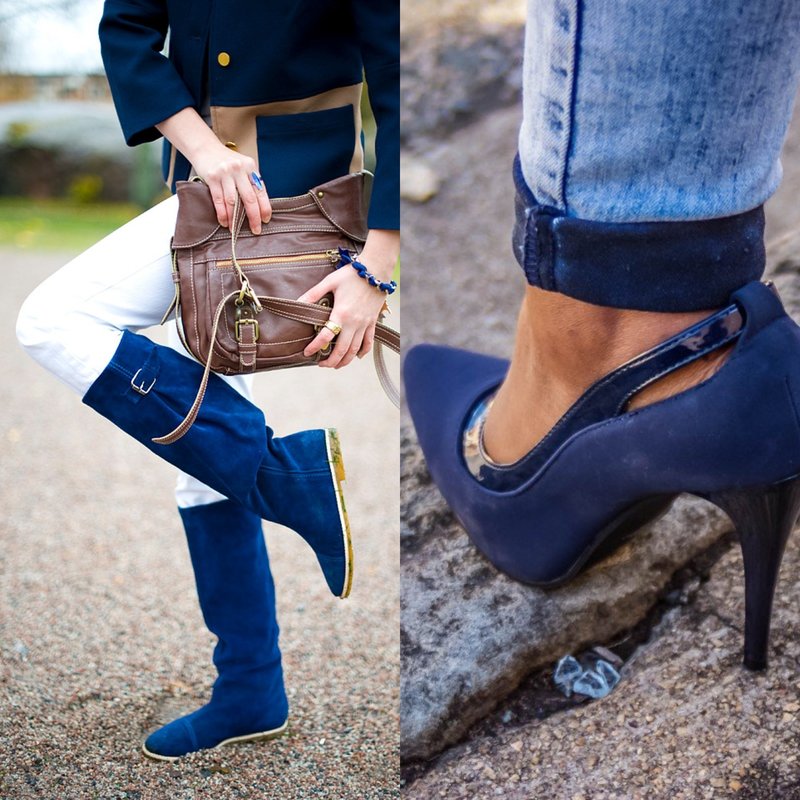 Стильная обувь модного синего цвета