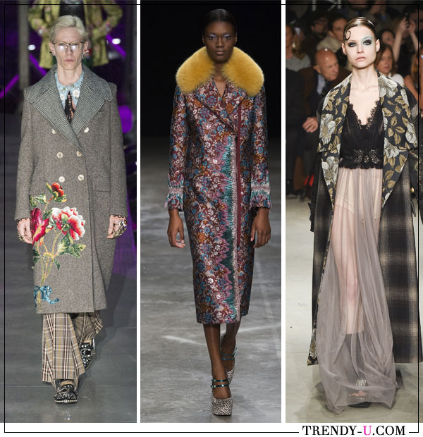 Пальто из коллекций Gucci, Mary Katrantzou, Antonio Marras осень-зима 2019-2020