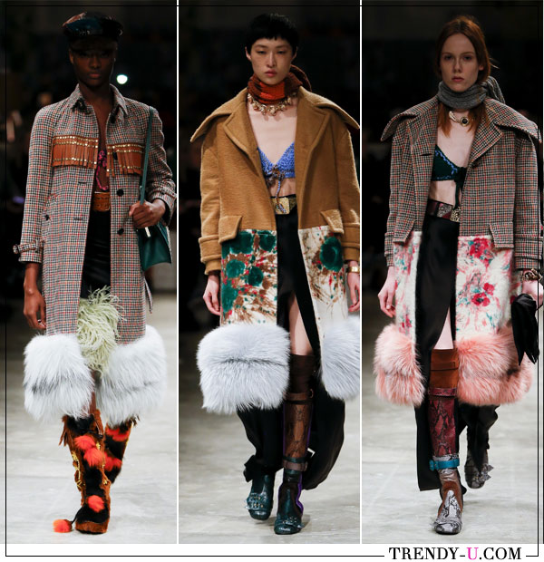 Пальто с искусственным мехом Prada FW 2019-2020