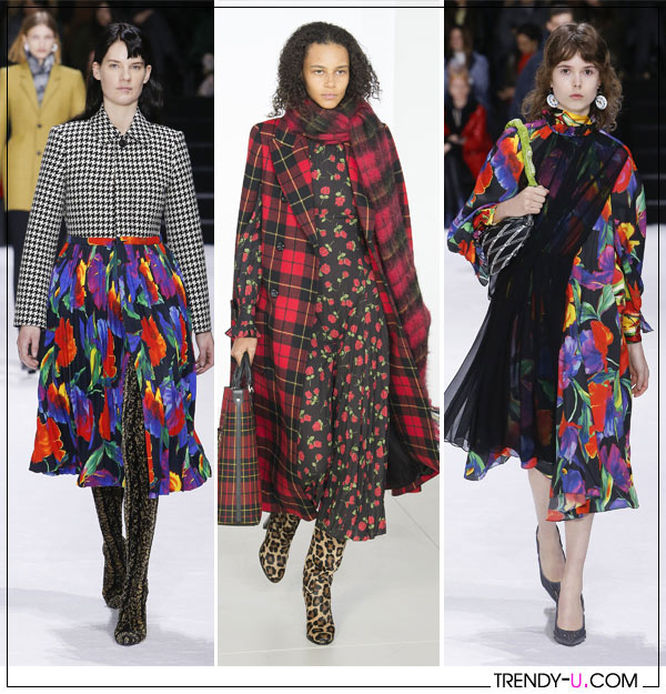 Цветочные принты на зимней женской одежды осень-зима 2018-2019 в коллекции Balenciaga
