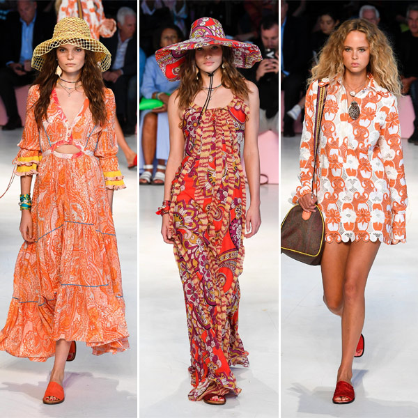 Платья нежно-кораллового цвета из коллекции Etro SS 2019