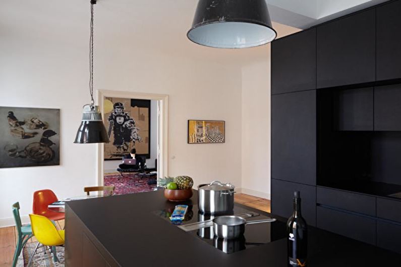 Красивые кухни фото - Матовая черная кухня