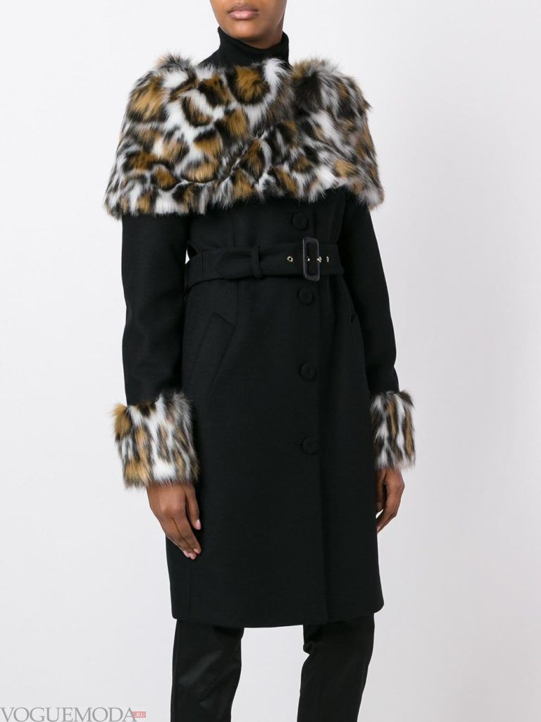 пальто с леопардовым мехом