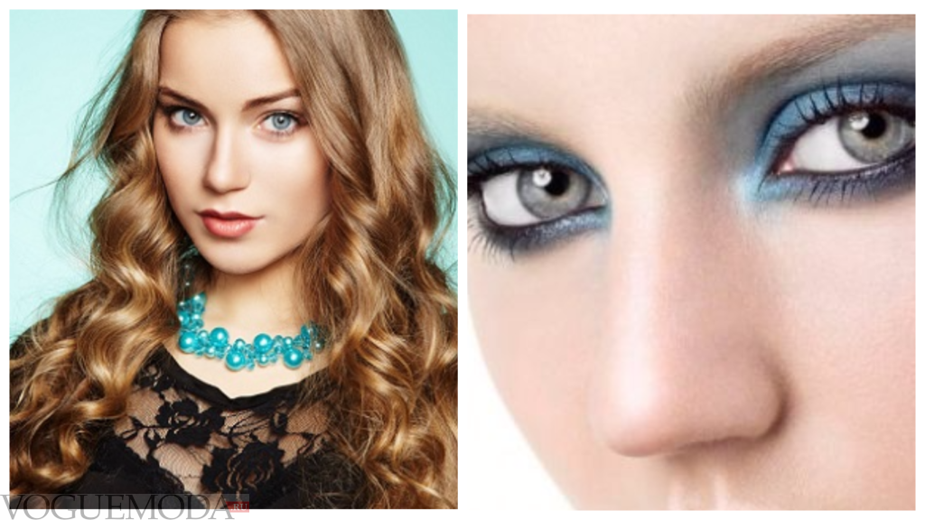 макияж для серо-голубых глаз модный