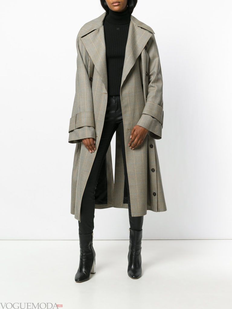 уличная мода длинное пальто серое