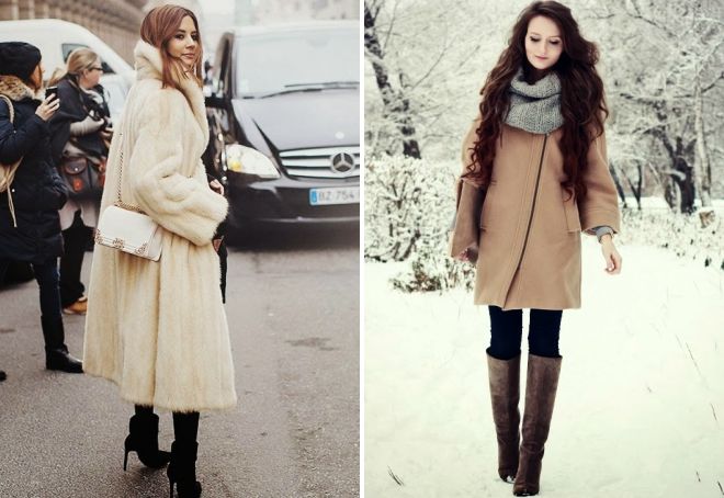Зимние образы с женским пальто