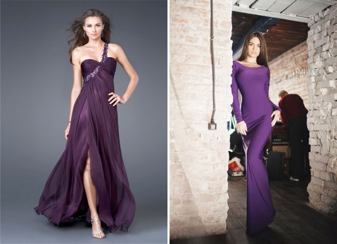 фиолетовое платье с открытой спиной и в стиле минимализма