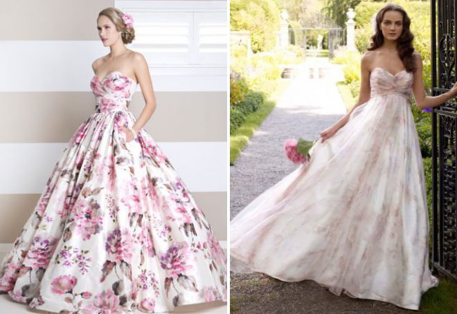 свадебные платья с цветочным принтом