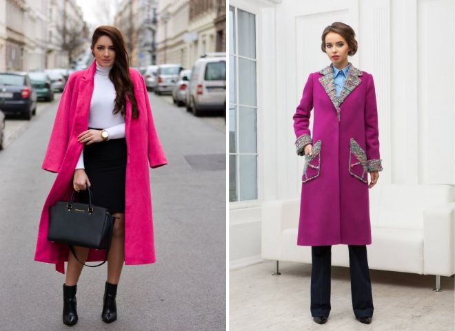 зимнее женское розовое пальто