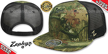Blank OVER-SIZED CAMO MESH-BACK SNAPBACK Realtree-Black Hat by Zephyr