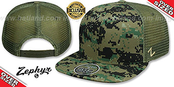 Blank OVER-SIZED DIGICAMO MESH-BACK SNAPBACK Army-Olive Hat by Zephyr