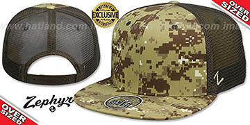 Blank OVER-SIZED DIGICAMO MESH-BACK SNAPBACK Desert-Brown Hat by Zephyr