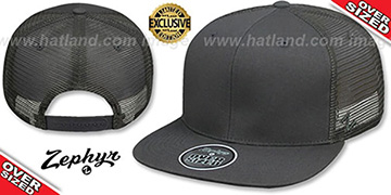 Blank OVER-SIZED MESH-BACK SNAPBACK Charcoal-Charcoal Hat by Zephyr