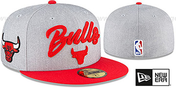 Bulls ROPE STITCH DRAFT Grey-Red Fitted Hat by New Era