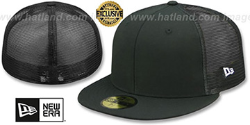 New Era MESH-BACK 59FIFTY-BLANK Black-Black Fitted Hat